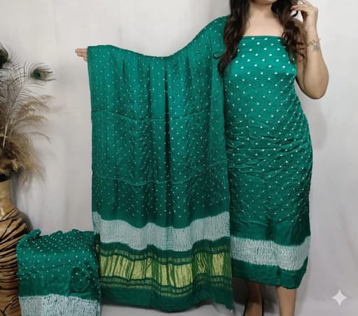 πΏ Teal Pure Modal Silk Bandhej 3 Piece Suit Set πΏ