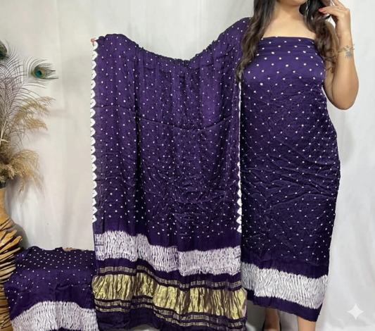Pure Modal Silk Bandhej 3 Piece Suit Set