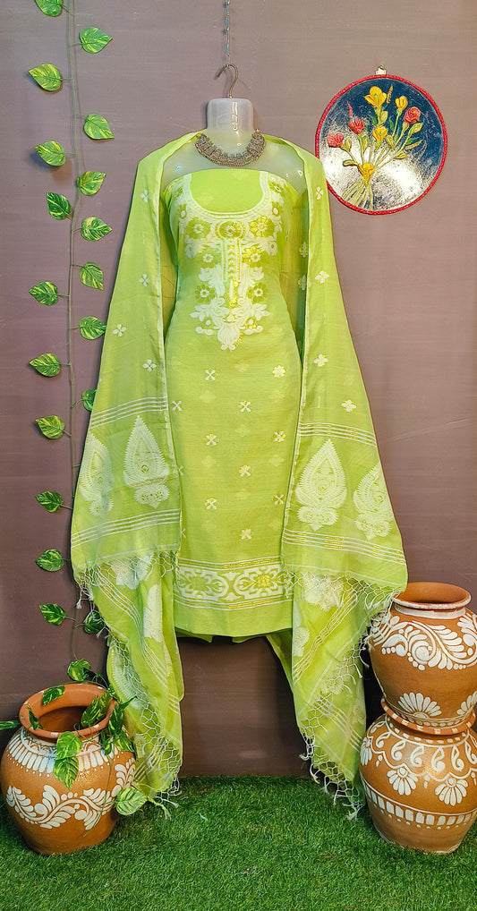 Luxurious Resom Cotton Jamdani Salwar Suit