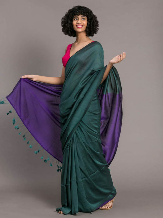 Ethereal Khadi Elegance: Handloom Saree with Running Blouse