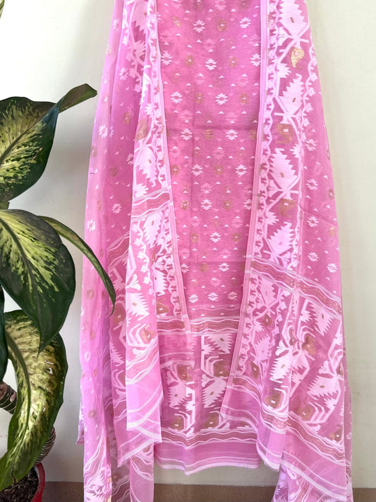 Soft Cotton Salwar Suit with Jamdani Work