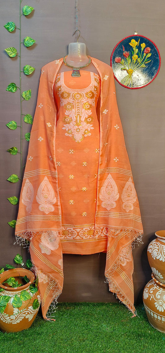 Luxurious Resom Cotton Jamdani Salwar Suit