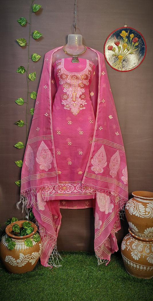 Luxurious Resom Cotton Jamdani Salwar Suit