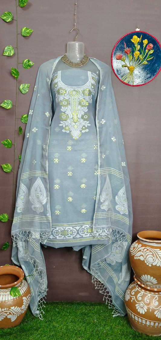 Luxurious Resom Cotton Jamdani Salwar Suit