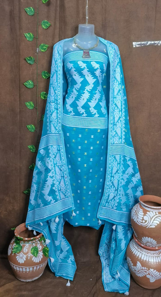 Serene Sky Blue Jamdani Elegance