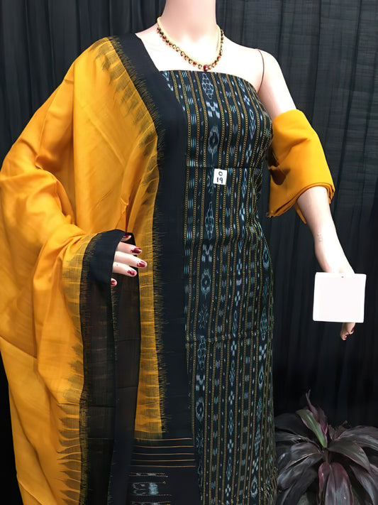 Sambalpuri Sunflower: Yellow and Black Cotton Suit
