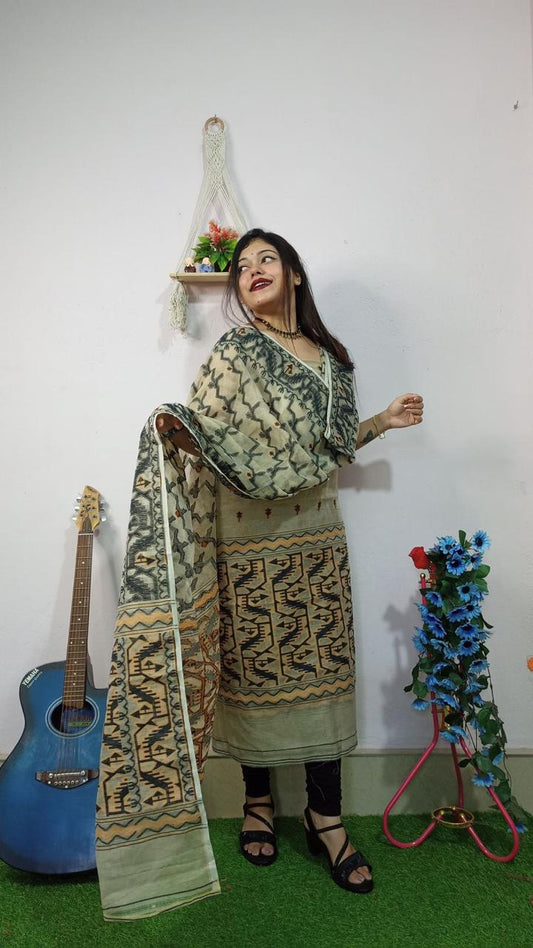 Exquisite Jamdani Cotton Suit Set