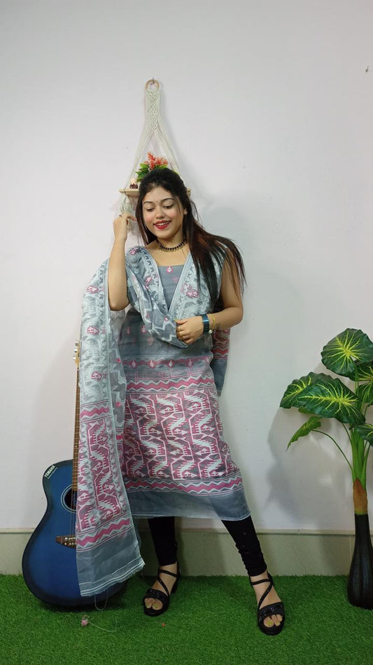 Classic Jamdani Cotton Suit Set