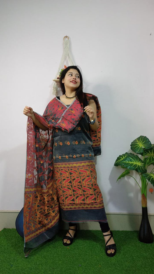 Classic Jamdani Cotton Weaving Suit Set