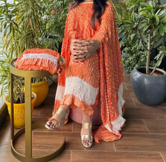 Radiant Orange – Pure Modal Silk 3-Piece Suit