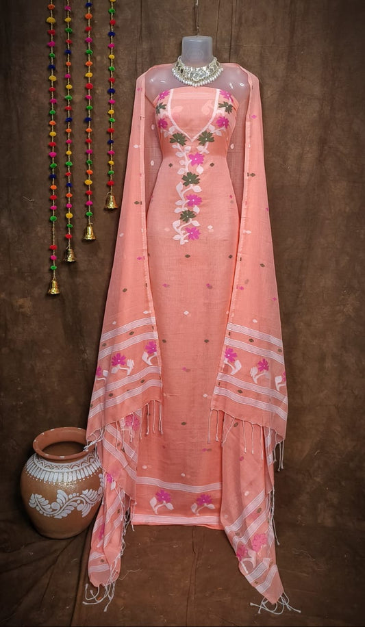 Peach Blossom – Jamdani Cotton Suit