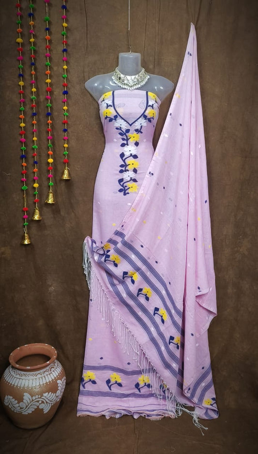 Lilac Whisper – Jamdani Cotton Suit