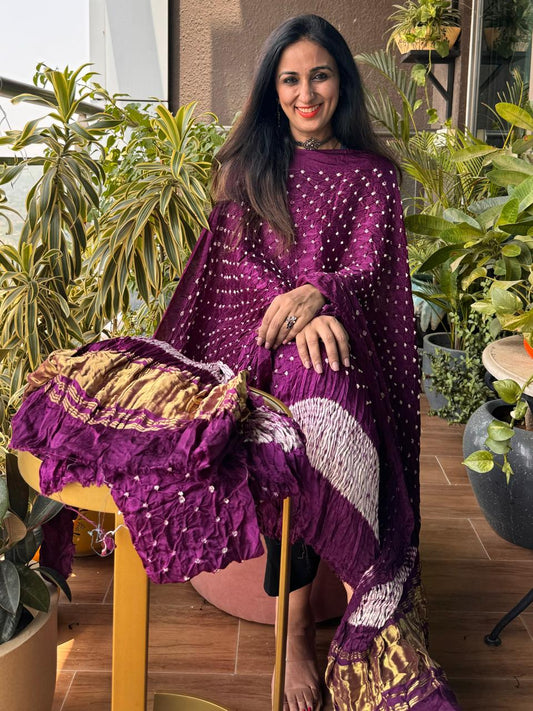 Royal Radiance – Rich Purple Shibori Bandhani Suit