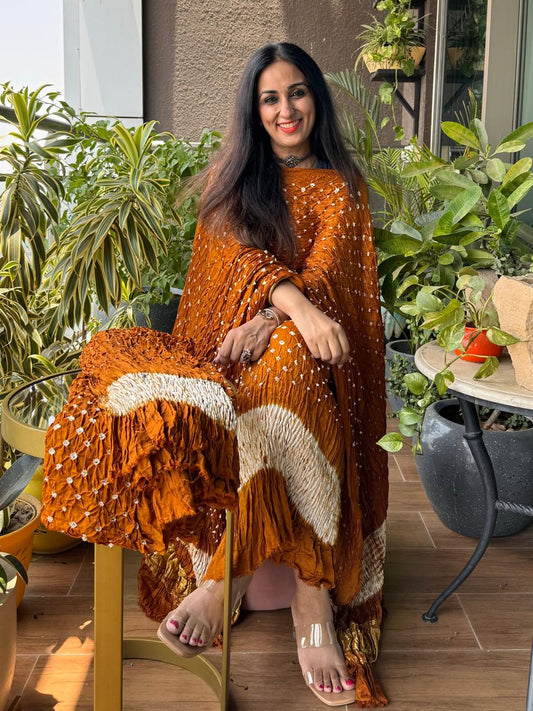 Royal Glow – Burnt Orange Shibori Bandhani Suit