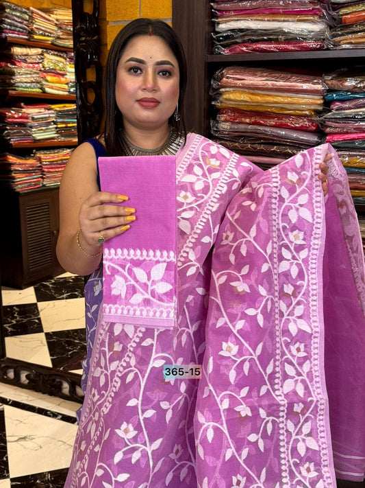 Orchid Bliss – Jamdani Cotton Weaving Saree with Blouse
