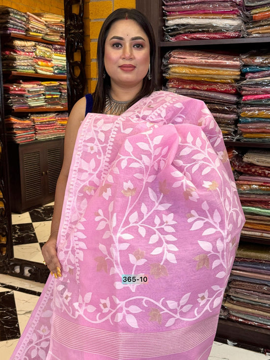 Blush Beauty – Pink Jamdani Cotton Weaving Saree with Blouse