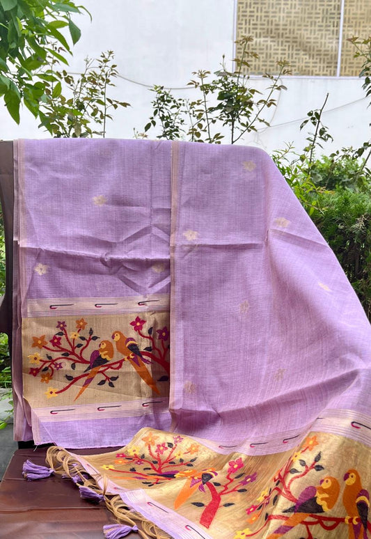 Brinjal Pure Chanderi Jamdani Suit with Bottom