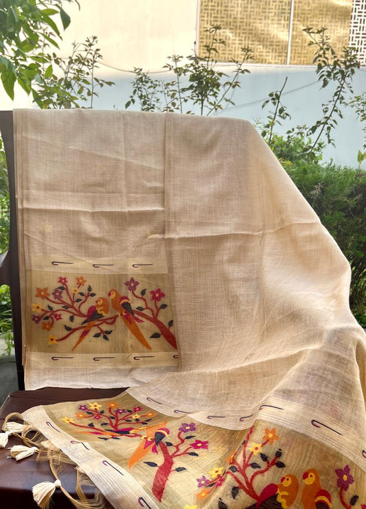 Pure Chanderi Jamdani Suit with Bottom