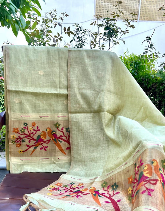 Pure Chanderi Jamdani Suit with Bottom