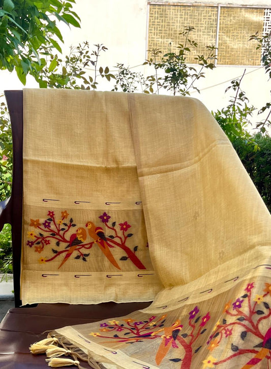 Pure Chanderi Jamdani Suit with Bottom