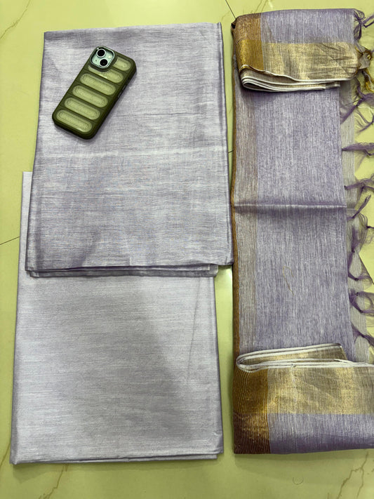 Light Purple Pure Silk Linen Suit Set