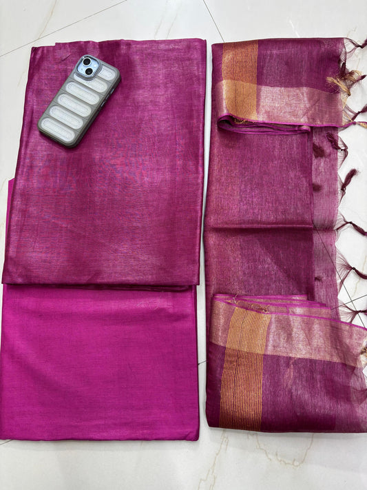 Pink Pure Silk Linen Suit Set