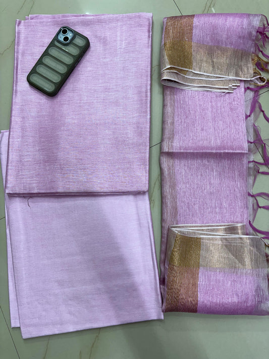 Light Purple Pure Silk Linen Suit Set