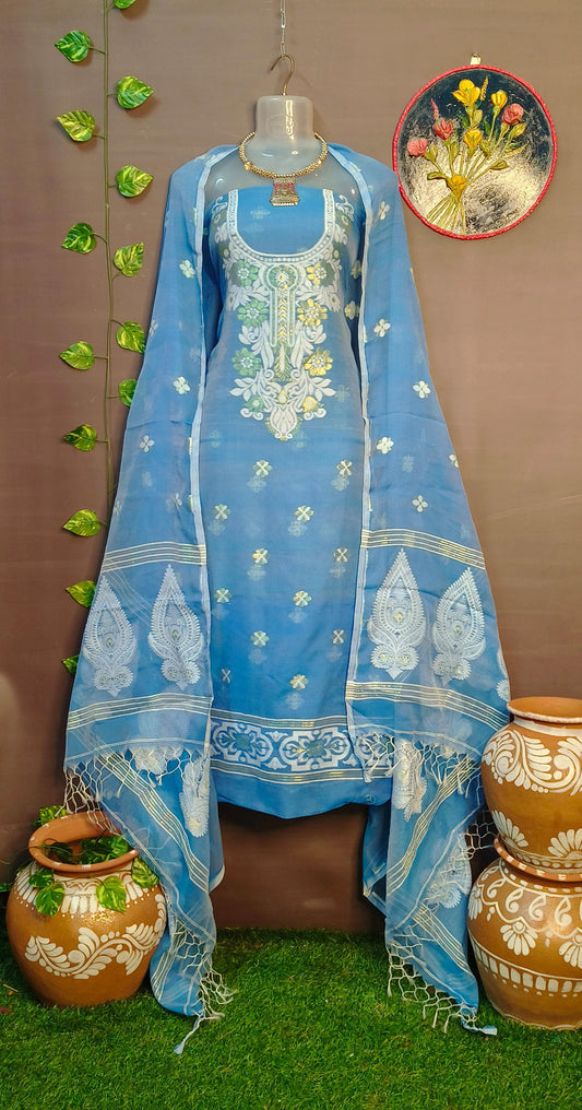 Luxurious Resom Cotton Jamdani Salwar Suit