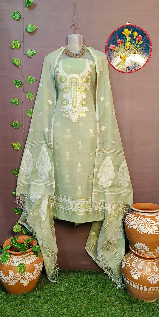 Luxurious Resom Cotton Jamdani Salwar Suit